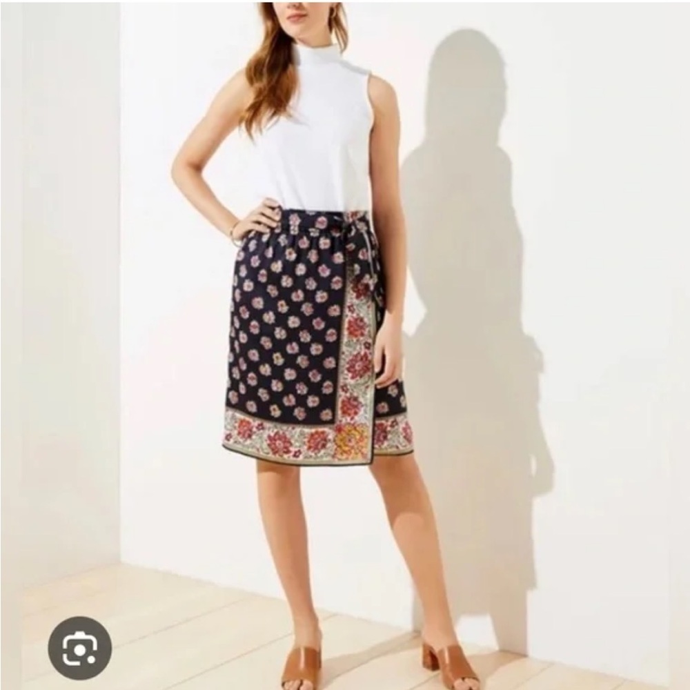NWT Loft Bloom Faux Wrap Skirt Size Medium Petite - Picture 1 of 4